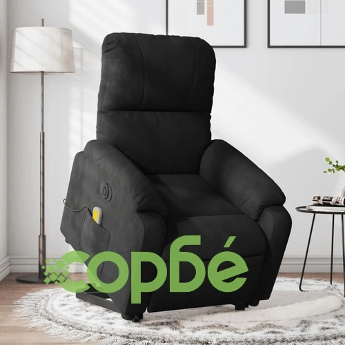 Електрически изправящ масажен реклайнер, черен, микрофибър ➤ топ цена ➤ sorbe.bg