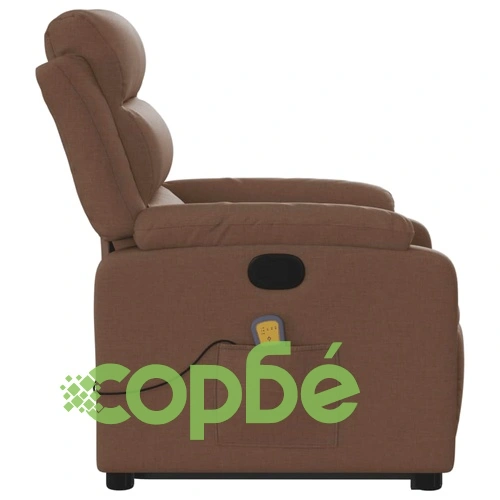 Изправящ масажен реклайнер стол, кафяв, текстил ➤ топ цена ➤ sorbe.bg