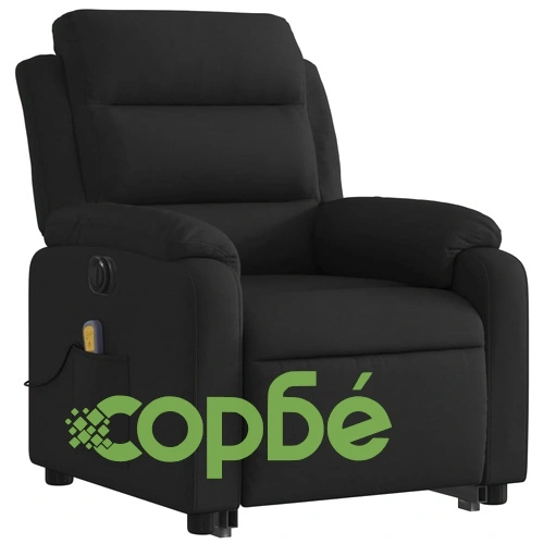 Електрически изправящ масажен реклайнер стол черен текстил ➤ топ цена ➤ sorbe.bg