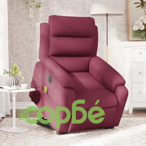 Електрически изправящ масажен реклайнер виненочервен текстил ➤ топ цена ➤ sorbe.bg