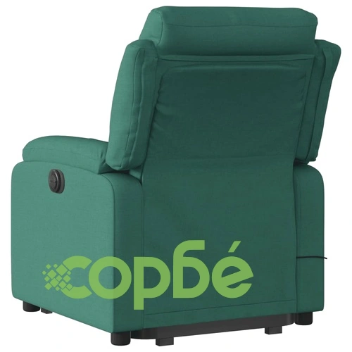 Електрически изправящ масажен реклайнер стол тъмнозелен текстил ➤ топ цена ➤ sorbe.bg