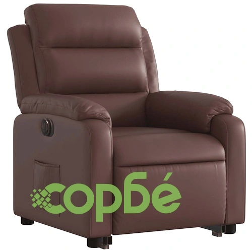 Електрически изправящ реклайнер стол, кафяв, изкуствена кожа ➤ топ цена ➤ sorbe.bg