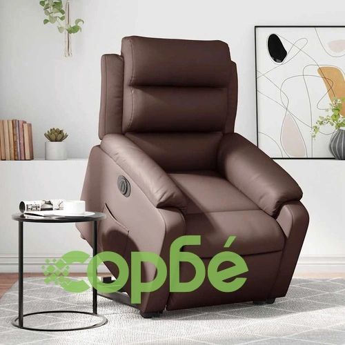 Електрически изправящ реклайнер стол, кафяв, изкуствена кожа ➤ топ цена ➤ sorbe.bg