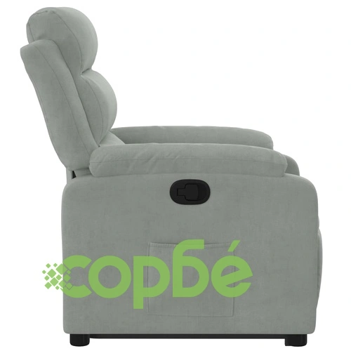 Изправящ реклайнер стол, светлосив, кадифе ➤ топ цена ➤ sorbe.bg