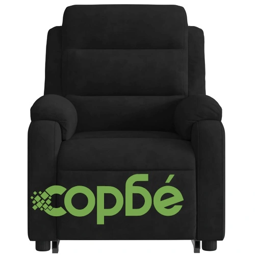 Електрически изправящ реклайнер стол, черен, кадифе ➤ топ цена ➤ sorbe.bg