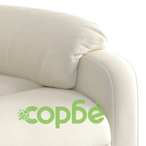 Електрически изправящ реклайнер стол, кремав, кадифе ➤ топ цена ➤ sorbe.bg