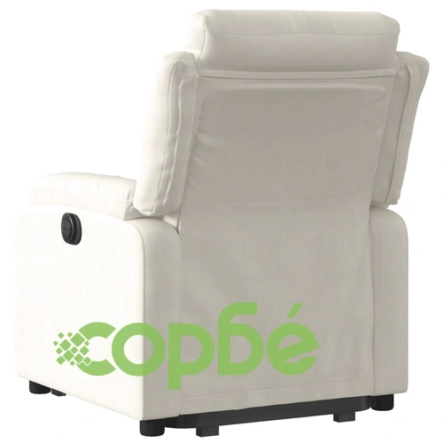 Електрически изправящ реклайнер стол, кремав, кадифе ➤ топ цена ➤ sorbe.bg