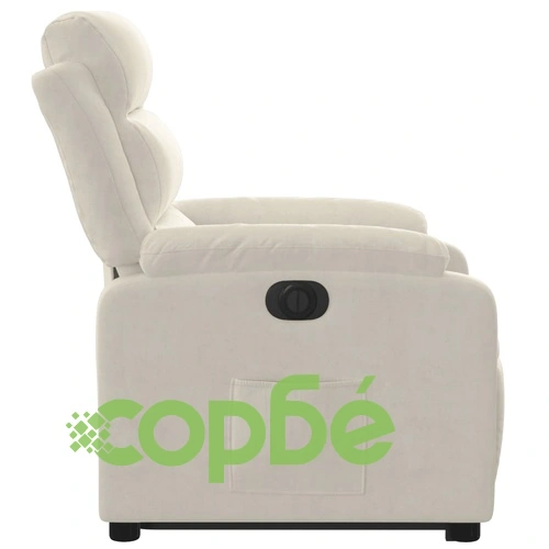 Електрически изправящ реклайнер стол, кремав, кадифе ➤ топ цена ➤ sorbe.bg