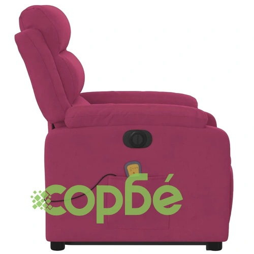 Електрически изправящ масажен реклайнер виненочервен кадифе ➤ топ цена ➤ sorbe.bg