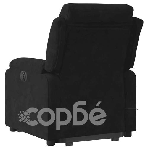 Електрически изправящ масажен реклайнер стол, черен, кадифе ➤ топ цена ➤ sorbe.bg