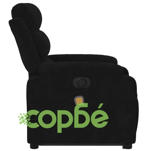 Електрически изправящ масажен реклайнер стол, черен, кадифе ➤ топ цена ➤ sorbe.bg