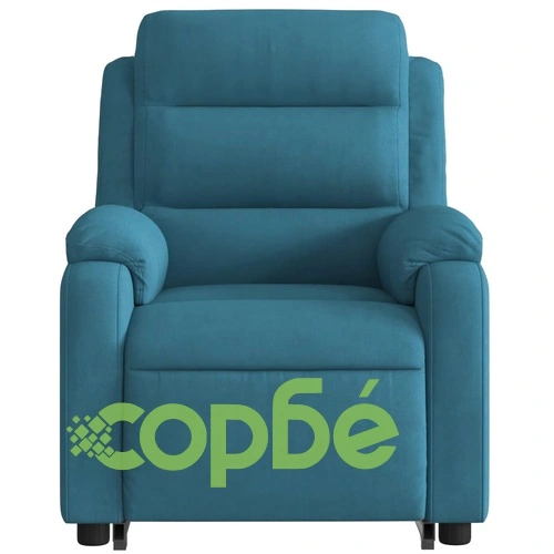 Електрически изправящ масажен реклайнер стол, син, кадифе ➤ топ цена ➤ sorbe.bg