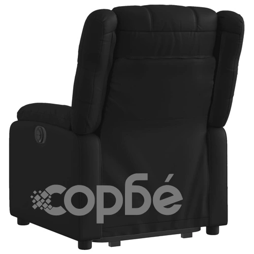 Електрически изправящ реклайнер стол, черен, еко кожа ➤ топ цена ➤ sorbe.bg