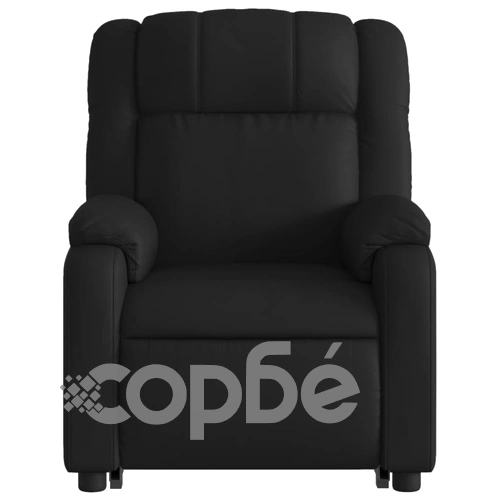 Електрически изправящ реклайнер стол, черен, еко кожа ➤ топ цена ➤ sorbe.bg