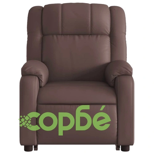 Електрически изправящ масажен реклайнер стол, кафяв, еко кожа ➤ топ цена ➤ sorbe.bg