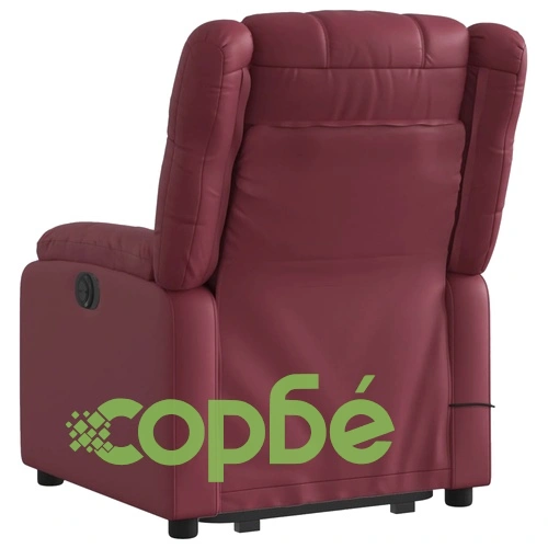 Електрически изправящ масажен реклайнер, виненочервен, еко кожа ➤ топ цена ➤ sorbe.bg