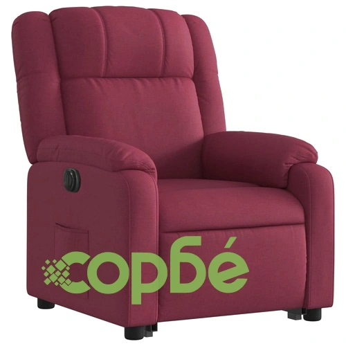 Електрически изправящ реклайнер стол, виненочервен, текстил ➤ топ цена ➤ sorbe.bg