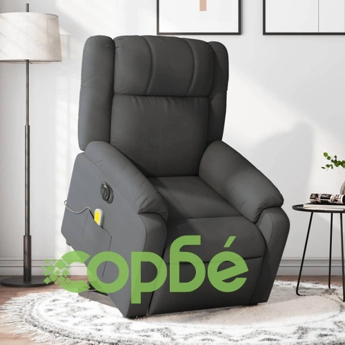 Електрически изправящ масажен реклайнер стол тъмносив текстил ➤ топ цена ➤ sorbe.bg