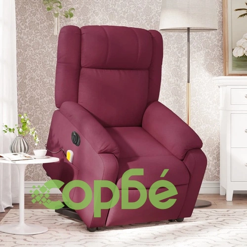 Електрически изправящ масажен реклайнер виненочервен текстил ➤ топ цена ➤ sorbe.bg