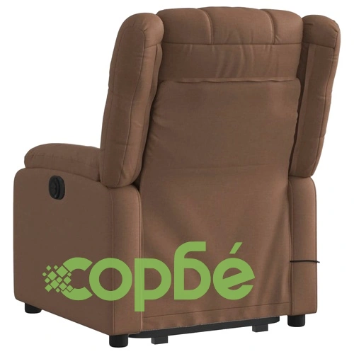 Електрически изправящ масажен реклайнер стол кафяв текстил ➤ топ цена ➤ sorbe.bg