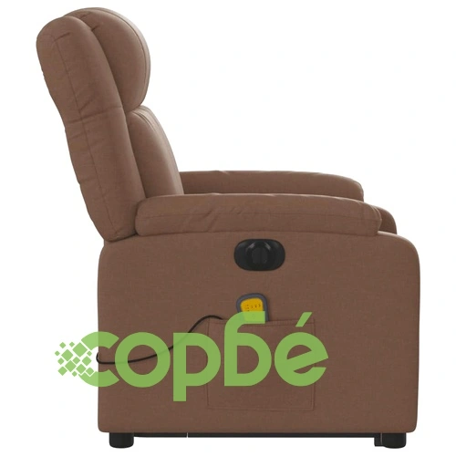 Електрически изправящ масажен реклайнер стол кафяв текстил ➤ топ цена ➤ sorbe.bg