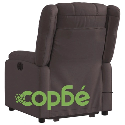 Електрически изправящ масажен реклайнер стол тъмнокафяв текстил ➤ топ цена ➤ sorbe.bg