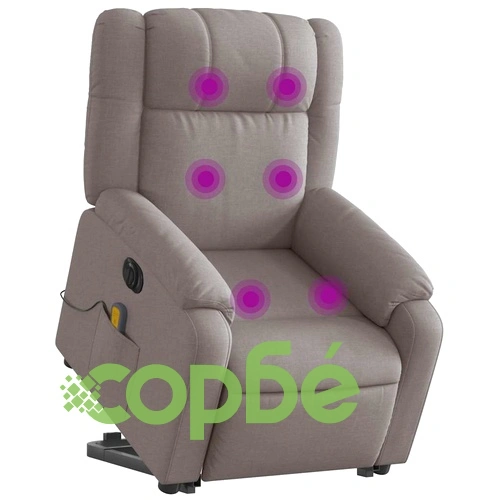 Електрически изправящ масажен реклайнер стол таупе текстил ➤ топ цена ➤ sorbe.bg