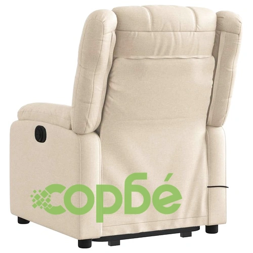 Електрически изправящ масажен реклайнер стол кремав текстил ➤ топ цена ➤ sorbe.bg