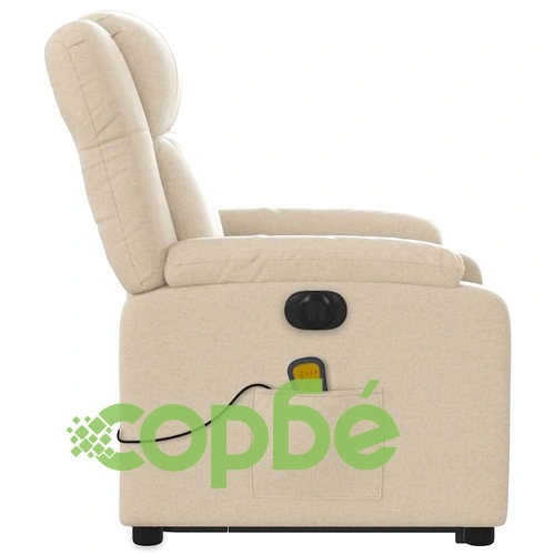 Електрически изправящ масажен реклайнер стол кремав текстил ➤ топ цена ➤ sorbe.bg