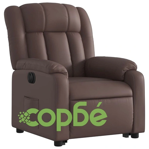 Електрически изправящ реклайнер стол, кафяв, изкуствена кожа ➤ топ цена ➤ sorbe.bg