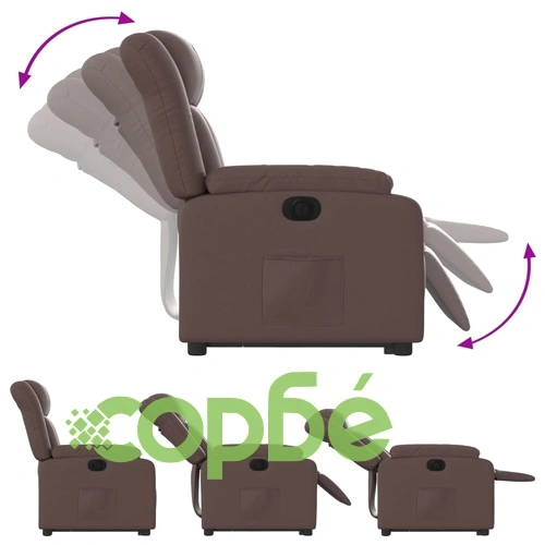 Електрически изправящ реклайнер стол, кафяв, изкуствена кожа ➤ топ цена ➤ sorbe.bg