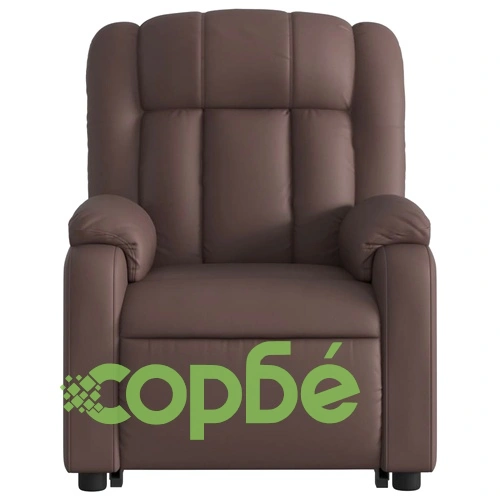 Електрически изправящ реклайнер стол, кафяв, изкуствена кожа ➤ топ цена ➤ sorbe.bg