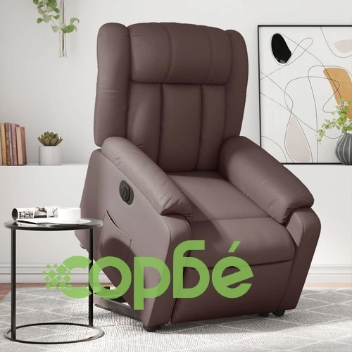 Електрически изправящ реклайнер стол, кафяв, изкуствена кожа ➤ топ цена ➤ sorbe.bg