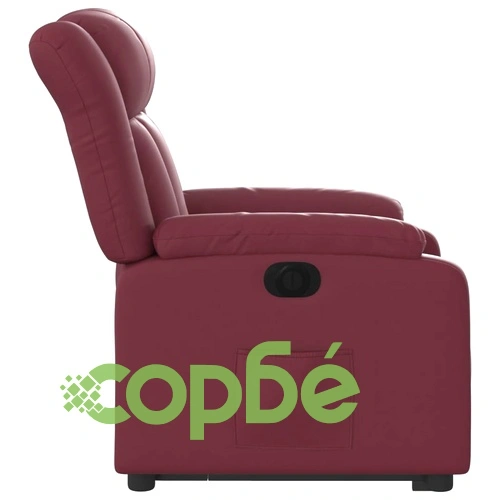 Електрически изправящ реклайнер стол, виненочервен, еко кожа ➤ топ цена ➤ sorbe.bg