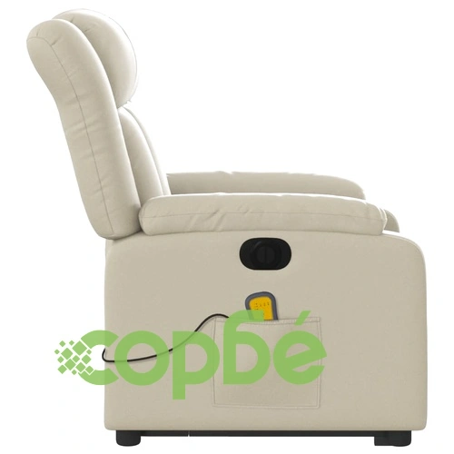 Електрически изправящ масажен реклайнер стол, кремав, еко кожа ➤ топ цена ➤ sorbe.bg