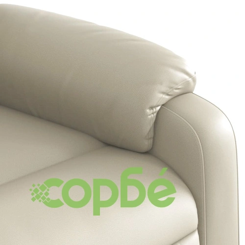 Електрически изправящ масажен реклайнер стол, кремав, еко кожа ➤ топ цена ➤ sorbe.bg