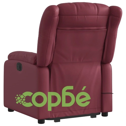 Електрически изправящ масажен реклайнер, виненочервен, еко кожа ➤ топ цена ➤ sorbe.bg