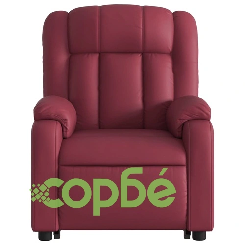 Електрически изправящ масажен реклайнер, виненочервен, еко кожа ➤ топ цена ➤ sorbe.bg