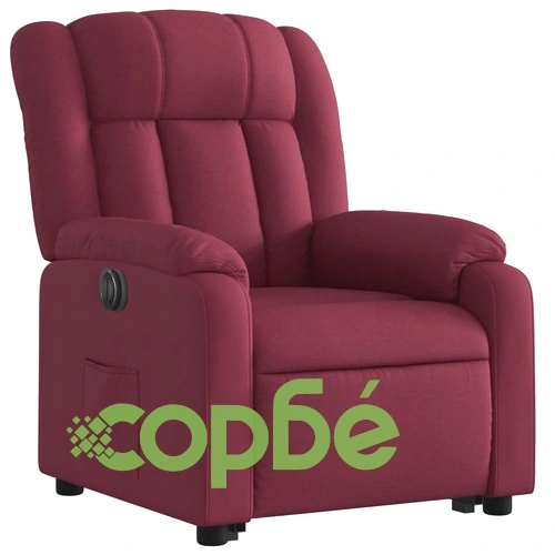 Електрически изправящ реклайнер стол, виненочервен, текстил ➤ топ цена ➤ sorbe.bg