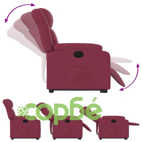 Електрически изправящ реклайнер стол, виненочервен, текстил ➤ топ цена ➤ sorbe.bg