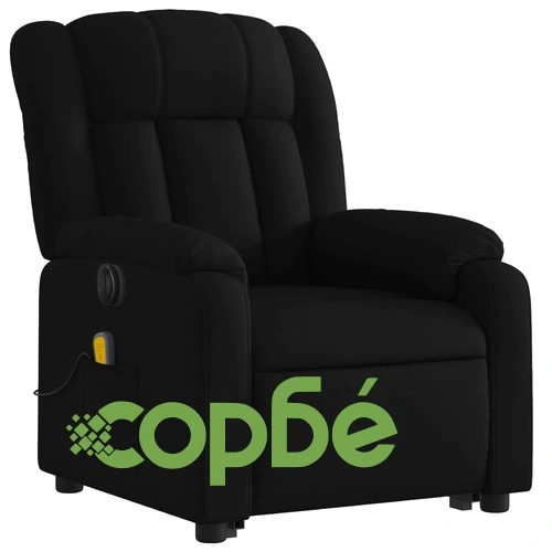 Електрически изправящ масажен реклайнер стол черен текстил ➤ топ цена ➤ sorbe.bg