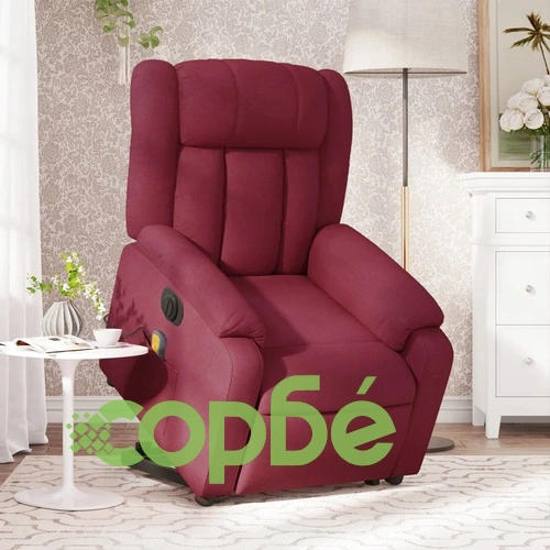 Електрически изправящ масажен реклайнер виненочервен текстил ➤ топ цена ➤ sorbe.bg