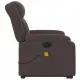 Електрически изправящ масажен реклайнер стол тъмнокафяв текстил