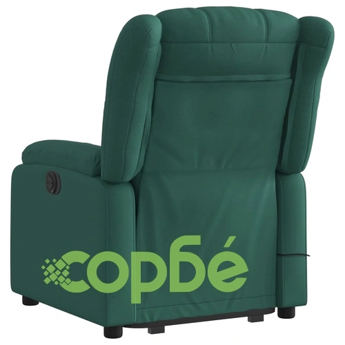 Електрически изправящ масажен реклайнер стол тъмнозелен текстил ➤ топ цена ➤ sorbe.bg