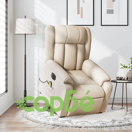 Електрически изправящ масажен реклайнер стол кремав текстил ➤ топ цена ➤ sorbe.bg