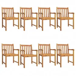 Градински столове, 8 бр, 56x55,5x90 см, акация масив