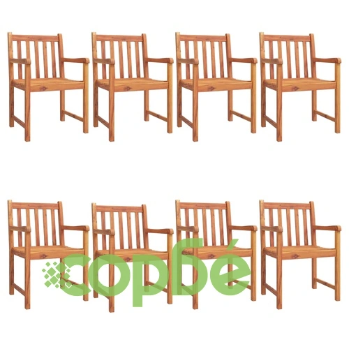Градински столове, 8 бр, 56x55,5x90 см, акация масив ➤ топ цена ➤ sorbe.bg