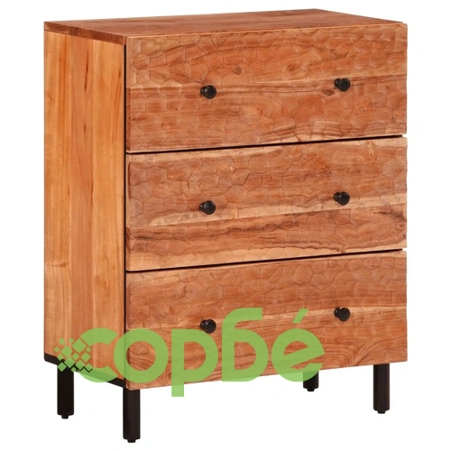 Страничен шкафа, 3 бр, 60x33x75 см, акациево дърво масив ➤ топ цена ➤ sorbe.bg