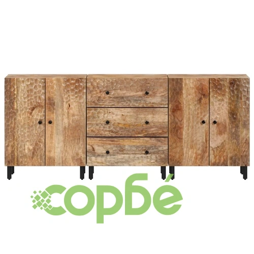 Странични шкафове 3 бр 60x33x75 см манго масивно дърво ➤ топ цена ➤ sorbe.bg