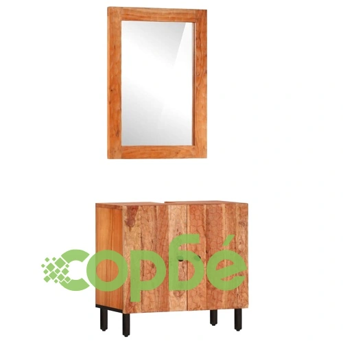 Комплект с шкаф за баня, 2 части, масивна акациева дървесина ➤ топ цена ➤ sorbe.bg